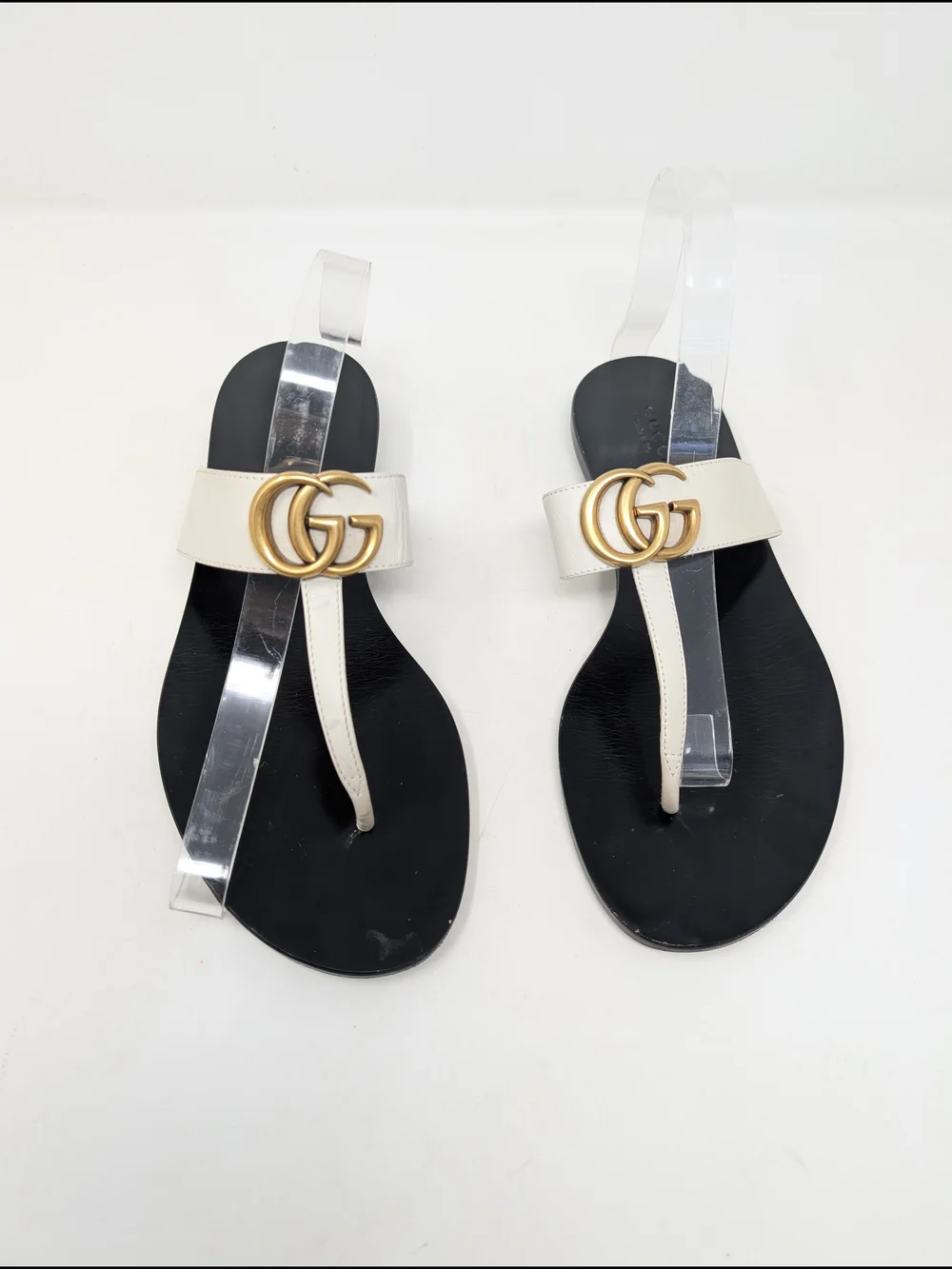 Gucci Marmont GG White Thong Sandals Flip Flops Slides Size 37.5
